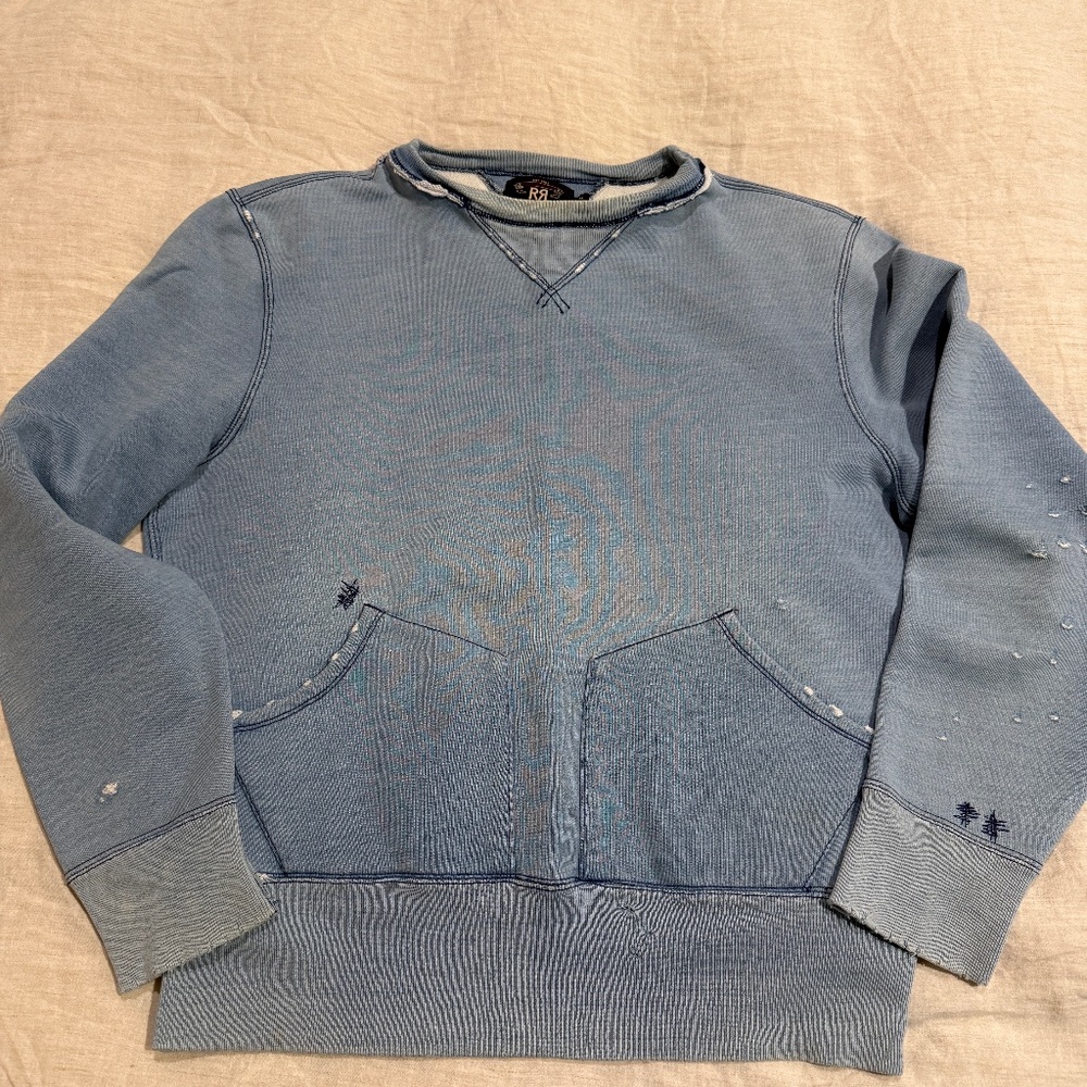RRL Sweatshirt (*one of a kind*); Faded Indigo Blue; Medium